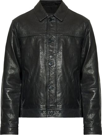 AllSaints Giacca Nates in pelle con bottoni - Nero