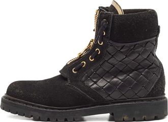 Balmain Geweven leren bikerlaarzen - Zwart