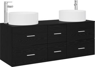 vidaXL Juego De Muebles De Ba&ntilde;o 3 Uds. Negro 49,5 X 44,5 X 65,5 Cm Vidaxl