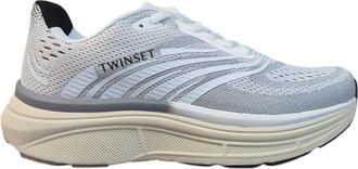 Twinset Gaatjes Gestreepte Sneakers - Dames - Sneakers - Grijs - 41 EU - Polyester - Schoenen