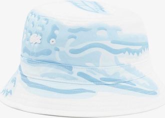 Lacoste Mens Lacoste Printed Cotton Twill Bucket Hat - White - Size: MEDIUM