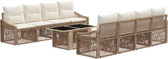 vidaXL Conjunto De Sof&aacute;s De Jard&iacute;n 9 Uds. Beige Y Blanco Crema Vidaxl