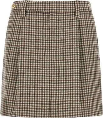 Brunello Cucinelli Rokken, Dames, Beige, M, Katoen, Virgin Wool Checked Flannel Mini Rok