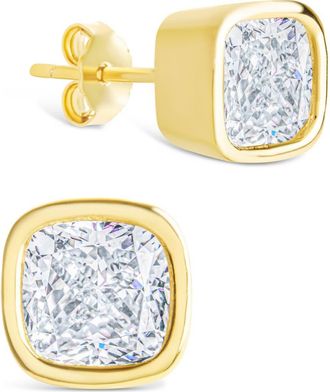 Sterling Forever Cushion-Cut Cubic Zirconia Stud Earrings in Gold at Nordstrom
