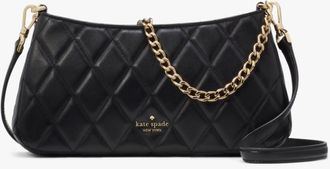Kate Spade New York Womens Carey Smooth Quilted Leather Small Convertible Crossbody - Black - One Size