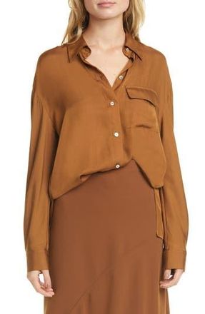 Vince Easy Utility Silk Blend Button-Up Shirt in Palo Santo at Nordstrom Rack, Size Large