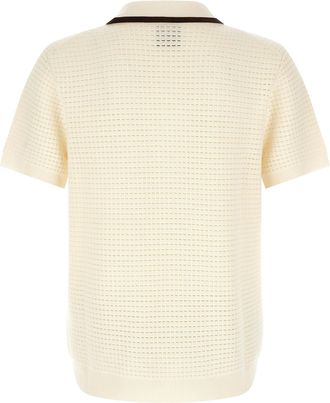 Casablanca Waffle Knit Pure Wool Polo - Cream