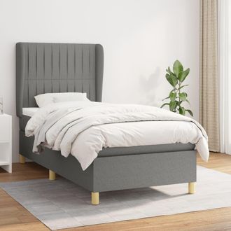 vidaXL Vidaxl - Cama Box Spring Con Colch&oacute;n Tela Gris Oscuro 90x190 Cm