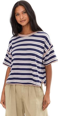 Free People We The Free Clean Rugby T-Shirts Womens Clothing Navy Combo : LG (Womens 12-14), Cotton/Jersey