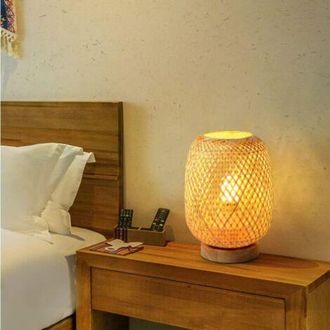OEM L&aacute;mpara De Mesa Tipo Farol De Bamb&uacute; Tejido, L&aacute;mpara De Mesita De Noche, L&aacute;mpara De Noche Decorativa De Estilo Japon&eacute;s, Pantalla De L&aacute;mpara Para Escrit