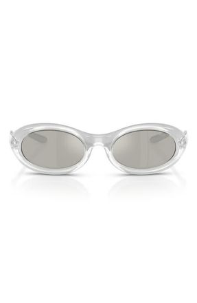 Diesel DL3011U 51mm Oval Sunglasses in Cristal Metallic /Grey Silver at Nordstrom