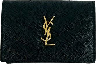 Saint Laurent Pre-owned Saint Laurent Grain de Poudre Monogram Trifold Wallet Ladies ZBMBBPIG794D1OK0