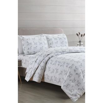 Melange Home Horse Print 400 Thread Count Cotton Duvet Set in Grey at Nordstrom Rack, Size Twin