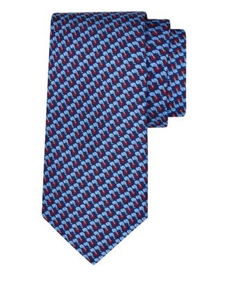 Ferragamo elephant-print tie - men - Silk - One Size - Blue