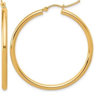 Diamond2Deal 14k Gold Polished 2.5mm Round Lightweight Tube Hoop Earrings