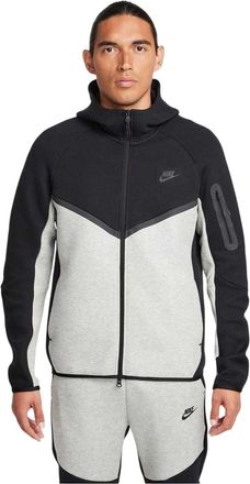 Nike Heren-hoodie met ritssluiting en chevronpatroon (Zwart/Grijs)