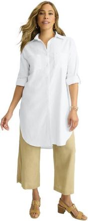 Jessica London Linen Mega Tunic in White at Nordstrom, Size 24