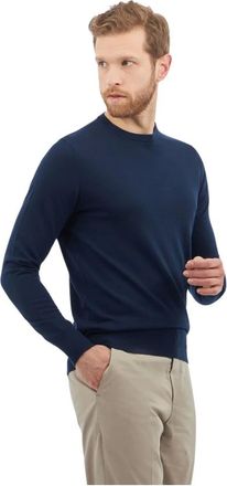 Brooks Brothers Truien & Vesten, Heren, Blauw, XL, Wol, Merino wollen trui met ronde hals