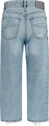 Balenciaga Womens Jackie Capri Pants Bleach Light Bleu Cotton Jean