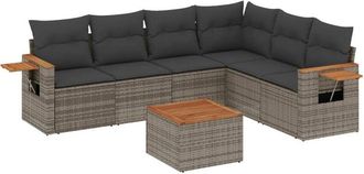 vidaXL Vidaxl - Set De Sof&aacute;s De Jard&iacute;n 7 Piezas Con Cojines Rat&aacute;n Pe Gris