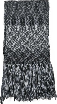 KANGRA Textured Knit Scarf With Fringed Ends In Grey Shades