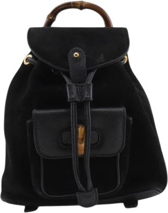 Gucci Pre-owned Vintage Rugzak - Dames - Vintage Rugzakken - Zwart - ONE Size - Su&egrave;de - Vintage