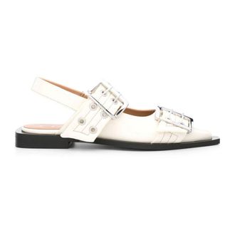 Ganni Feminine Buckle Slingback Sandals - female - Ganni - Ballerina Shoes - White - 3 UK - Shoes