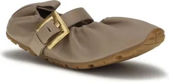 Balmain Womens Buckle Strap Ballerinas 8fi Sable Flat Shoes