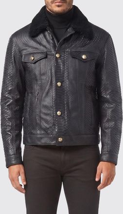 Billionaire Boys Club Giacca Biker in pelle di pitone con collo in pelliccia