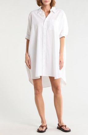 Denimist Oversize Cotton & Linen Shirtdress in White at Nordstrom Rack, Size Xx-Small
