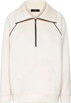 Max Mara Scuba Jersey Half-Zip Sweatshirt - Dames - Sweatshirts - Wit - XS - Hoodies & sweatvesten