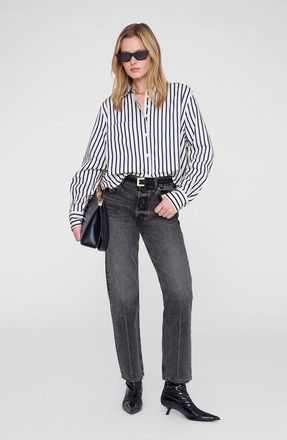 Anine Bing Essie Cropped Shirt in Maritime Stripe at Nordstrom, Size Large