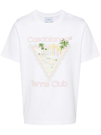 Casablanca Mens Maison De Reve Logo Printed T-Shirt in White Cotton - Size X-Large