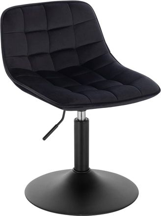 Woltu 1x Taburetes Con Respaldo Terciopelo Taburetes Cocina Regulable En Altura Taburete Giratorio Peluquer&iacute;a Sillas Bar Taburete De Escritorio Negro 38-49.