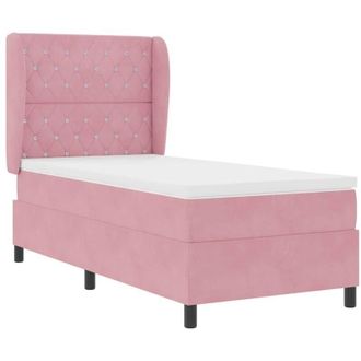vidaXL Cama Tipo Box Spring Con Colch&oacute;n Rosa 90 X 200 Cm Terciopelo Vidaxl