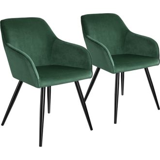 TecTake Dining Chair Marilyn Set Of 2 - Dark Green / Black | Size: 2 Pack
