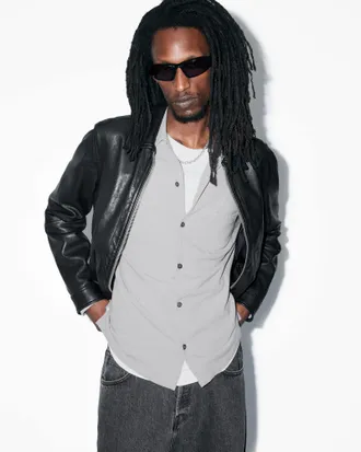 AllSaints Cudi Long Sleeve Linen Blend Shirt