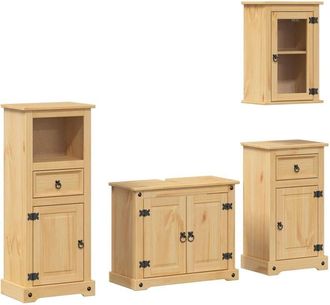 vidaXL Juego De Muebles De Ba&ntilde;o Corona 4 Pzas Madera Maciza Pino Vidaxl