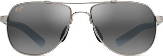 Maui Jim Guardrails 56mm PolarizedPlus2 Aviator Sunglasses in Silver/Blue/Light Blue at Nordstrom