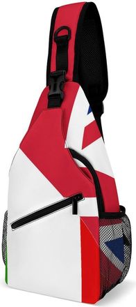 Generic Birtish And Italy Flag Mens Print Crossbody Large Sling Backpack Casual Chest Bag Gift for Traveling Hiking Workout
