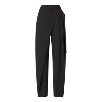 Pinko Pinko - Broek met overslag en wijde pijpen - Dames - Broeken - Zwart - Maat: XS Zijde