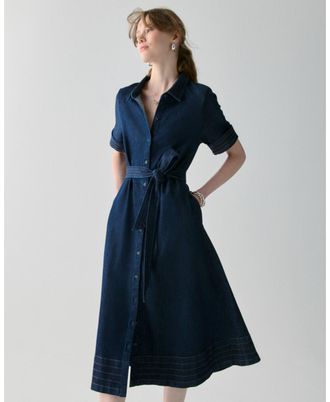 Kate Spade New York Womens Denim Trapunto Midi Shirtdress - Dark Blue - Size X-Large
