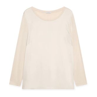 Fiorella Rubino Tops, Dames, Beige, 2Xl, Polyester, Tweekleurig T-shirt met lange mouwen