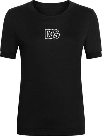 Dolce & Gabbana Black Crystal DG Embellishment T-shirt