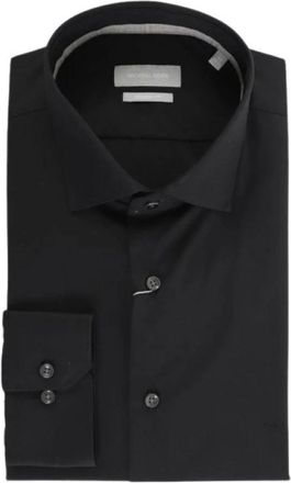 Michael Kors Modern Fit Poplin Overhemd - Heren - Zakelijke Overhemden - Zwart - M - Katoen - Overhemden