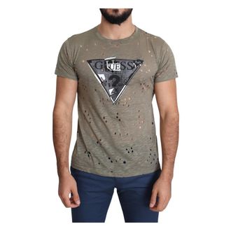 Guess Bruin Katoen Stretch T-Shirt - Heren - T-shirts - Bruin - XL - Katoen - Tops