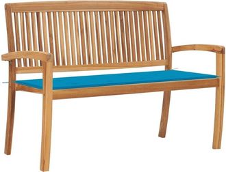 vidaXL Vidaxl - Banco De Jard&iacute;n Apilable Con Coj&iacute;n Madera Maciza Teca 128,5 Cm