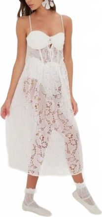 For Love & Lemons Romi Midi Dress In White