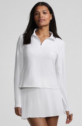 Lands End Plus Size SunShade UPF 50 Quarter Zip Rash Guard in Egret/berry Etched Floral at Nordstrom, Size X-Small
