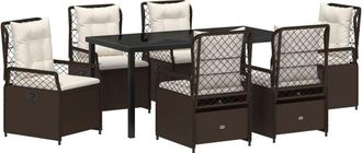 vidaXL Garden Dining Set 7 pcs Brown Poly Rattan vidaXL